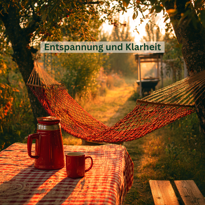 Ruhige Atmosphäre mit Hängematte und Kaffee